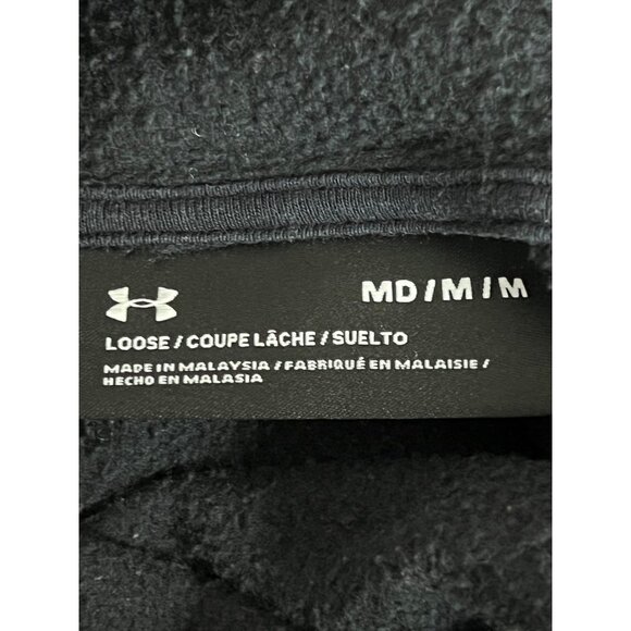 Under Armour Navy Blue Loose Fit Hoodie Sweatshirt Womens Medium Logo Spell Out - Picture 6 of 13